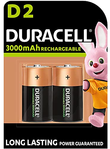 Duracell Batterie Ricaricabili D (Confezione da 2), Pile ricaricabili, 3000 mAh NiMH, Energia di lunga durata