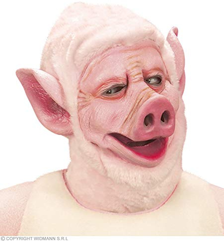Widmann Schwein Maske mit Plüschkapuze Tiermasken Augenmasken & Verkleidungen für Maskerade Kostüm Zubehör
