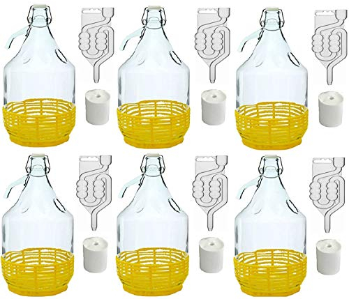 SET 24tlg. FLASCHE GÄRBALLON + STOPFEN + GÄRRÖHRCHEN + BÜGELVERSCHLUSS 5L BDP5D