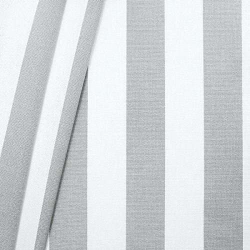 STOFFKONTOR Outdoor Stoff Markisenstoff mit Streifen - Hell-Grau Weiss - Outdoorstoff Meterware wasserabweisend - Sonnenschutz Stoff blickdicht und farbecht