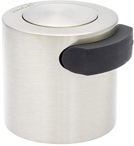 WAGNER Bodentürstopper SCREW - Durchmesser Ø 35 x 40 x 35 mm, Zinkdruckguss in Edelstahl-Optik, Puffer thermoplastischer Kautschuk, schwarz, zum Schrauben inkl. Montagematerial - 15514511