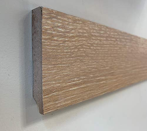 Battiscopa in mdf rivestito tonalità rovere decapato mm.80x12x2400 (prezzo per n° 5 aste ml. 12,00)