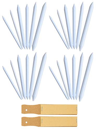 JZK 24 x Papierwischer Bleistife Stump Zeichnung Stifte + 2 x Schleifpapier schärfen Blöcke, Skizzenzeichnung, Zeichenzubehör Set Blending Stumps & Tortillions Bleistift Sandpapier Pointer