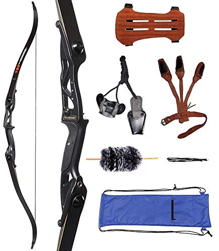 Huntingdoor 56 Takedown Recurvebogen Bogenschießen Bogen Set Erwachsene Sportbogen mit Zubehör 30-50 lbs Jagd Recurve langbogen für Anfänger Pfeil Zielübung (35Lbs)