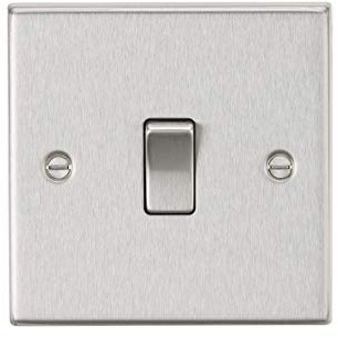 Knightsbridge CS2BC 10AX 1G 2-Way Plate Switch - Square Edge Brushed Chrome, 10.5 mm*89.0 mm*89.0 mm