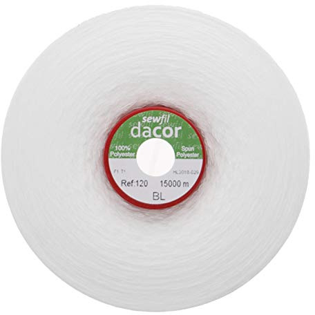 Sewfil dacor 120 - 15 000 meter polyester sytråd kon - vit