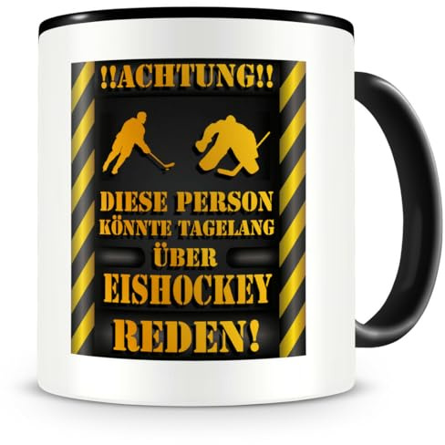 Samunshi® Eishockey Tasse mit Spruch Geschenk für Eishockey Fans Männer Kaffeetasse groß Lustige Tassen zum Geburtstag schwarz 300ml
