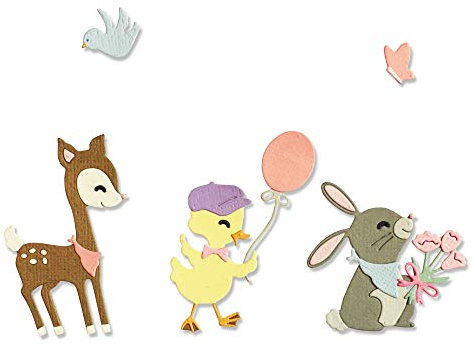Sizzix Thinlits Stanzschablone 665070 Tierbabys von Jen Long 5er Pack