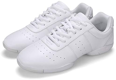 RHSMQ Tanzschuhe Kinder Erwachsene Aerobics Cheerleading Fitness Schuhe Gymnastik Dance Atmungsaktive Komfort Weiche Viersaison Schuhe(35, White)