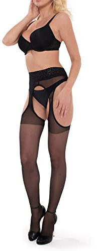 sesto senso Collant a rete con cavallo aperto bretelle collant modello 20 Den 60 Collant a rete, Nero - 20Den, S-M