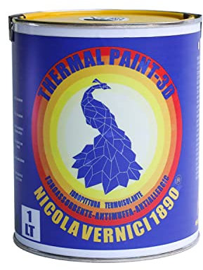 Thermal Paint Pittura Termica ad Acqua 1lt - Termoisolante, Fonoassorbente, Anticondensa, Antiallergica e Antimuffa, Made in Italy - Bianco
