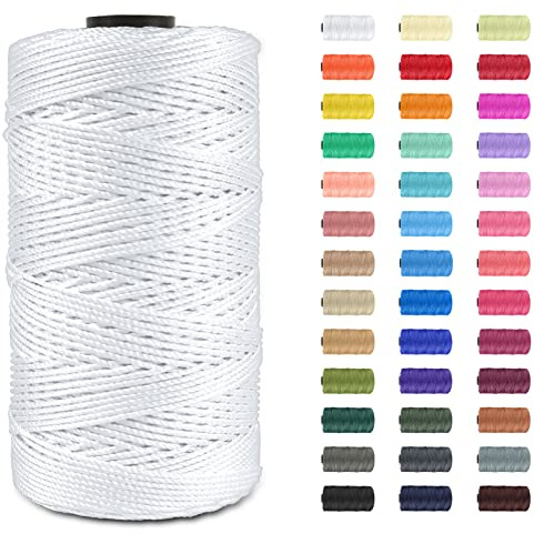 JeogYong Polypropylene Macrame Cord 1.5mm x 656 feet Thick 3 Strand Twisted 100% Polypropylene Rope Twine String Macrame Yarn, Colored Knitting & Crochet Bag Cord Crochet Thread Supplies for Knitter