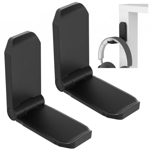 KIWIFOTOS Kopfhörer Halter, Selbstklebende Faltbare Headset Halter, 2 Stück | Magnetischer & Klein Kopfhörerhalter, Gaming Headset Ständer, Over Ear Kopfhörer & Kopfhörerdisplay für Schreibtisch/Wand