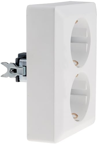 Base con contacto de protección MILOS Base doble doble 1 a 2 instalación empotrada en caja de empotrar 250V~/16A blanco