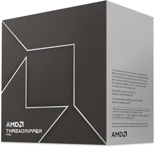 AMD Ryzen Threadripper Pro 7985WX Processeur (64 Coeurs/128 Threads, 350W DTP, Socket SP6, Cache 320Mo, jusqu'à 5.1Ghz Fréquence Boost, Pas de Ventilateur)