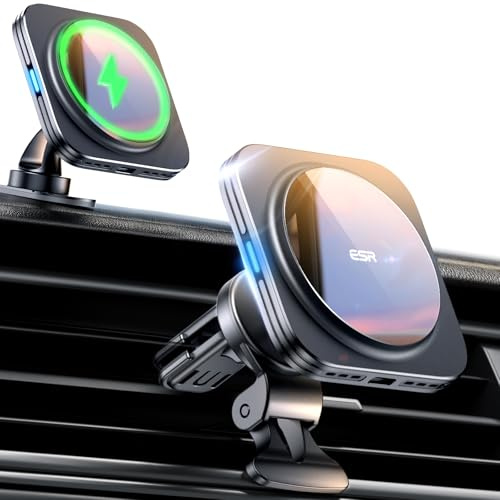 ESR for 15W MagSafe Car Mount Charger, Air Vent/Dashboard Magnetic Wireless Car Charger for iPhone 17e Air 17 Pro Max 16 15 14 13 12, Galaxy S25/S26 Series, Magsafe Accessories