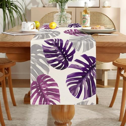 Tischläufer Lila Schildkrötenblatt Modern Wohnzimmer Tischdekoration Schließfächer Leinen Tischmatten Set Für Esszimmer Anrichte Schuhschrank 40x140cm