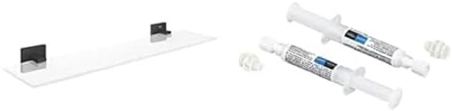 Grohe Start Cube - Glasablage- Set (Material: Glas/Metall, inkl. QuickGlue A2: Klebeset für Zwei Klebepunkte, verdeckte Befestigung), matt schwarz, 411092430