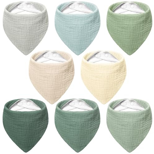 Bearmoss Lätzchen Baby Dreieckstuch Baby Musselin Halstuch Baby für Junge und Mädchen,100% Baumwolle Halstuch Baby Verstellbare 8 Stück