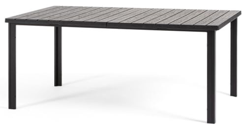 RATTATAN Thomas - rechteckiger Gartentisch 180x90 cm mit Stahlgestell und hochwertiger Platte aus Polyethylen in raffiniertem Holzdesign (Anthrazit, 180x90 cm)