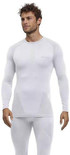 FALKE herr Baslager Ovandel Warm Round Neck M L/s Sh funktionellt garn snabbtorkande 1 del, Vit White 2860, M