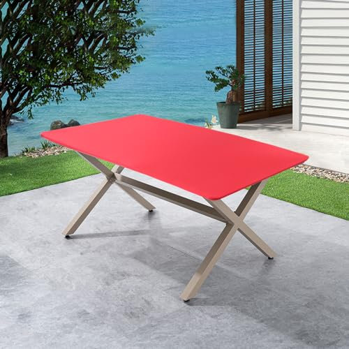 Cozomiz Elastische Tischdecke Gartentischdecke Rechteckige Waschbar rutschfeste Abwischbar Schmutzabweisend Tischdecke Rot 86 x 86 cm Rechteckige Enge Passform