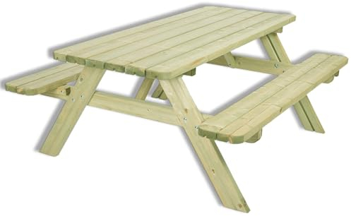 SUNWOOD Picknicktisch aus Holz für 6 Personen 177x154x74cm mit Klappbänken 42mm Profile Kiefer massiv Klasse 3 imprägniert