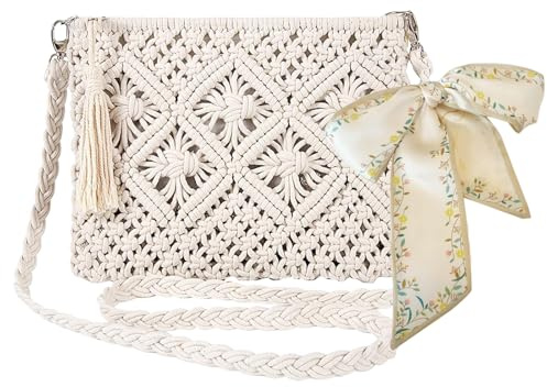 DKDDSSS Borsa Donna Paglia, Borse a Tracolla da Spiaggia Estiva, Borsa a Tracolla da Spiaggia in Paglia Fatta a Mano da Donna, Borsa Intrecciata, per Donna Ragazza Elegante Vacanze Viaggi