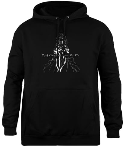 Udaytee Violet Evergarden Character Anime Sweat À Capuche Simple-Fit Sweat-Shirt Unisexe Noir