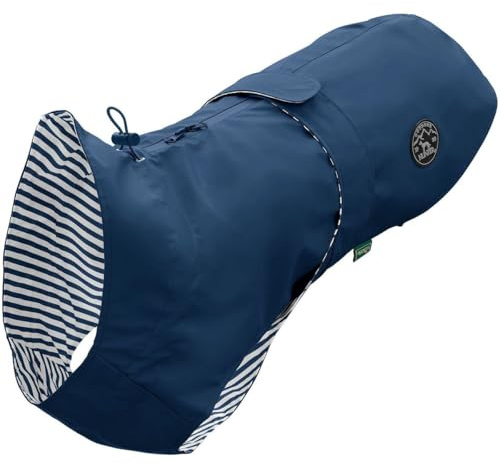 Hunter Hunde-Regenmantel Milford, Farbe: blau, ergonomische Passform für optimalen Schutz, individuell verstellbar, Reißverschluss für Geschirrträger, pflegeleicht & waschbar bei 30 °C, Größe: 65