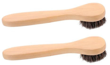 minkissy 2 Stück Manuelle Gesichtsreinigungsbürsten Weiche Pferdehaare Holzgriff Sanftes Peeling Tiefenreinigung Für Frauen Gesichtspflege Zubehör
