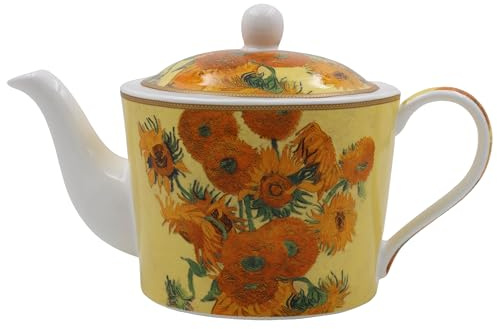 The Leonardo Collection Vincent Van Gogh Van Gogh Tea Pot Sunflowers for Kitchen | Lovely Kitchen Accessories for Home | Without Tea Strainer Tea Pot for Daily Use | Durable Tea Pots for Home & Office