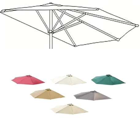 RTVGNSZSJL 9ft 10ft Umbrella Replacement Canopy 5Ribs Outdoor Half Umbrella Replacement Cloth Half Patio Umbrella For Balcony, Garden，Deck(Beige,3m/10ft-5 Ribs)