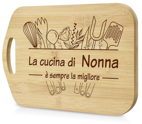 LUXHOMY Regalo Nonna Natale Compleanno - Tagliere in Bambù Regali per la Nonna Donna Utili, Idee Regalo Festa dei Nonni da Nipote Nipoti Personalizzato Originale