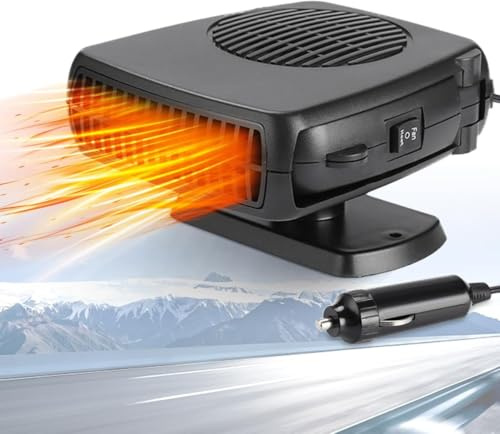 Mupkvy Autoheizung, 12V 200W Tragbare Autoheizungen für Fahrzeuge, Schnellheiz-Defroster für Auto, Stecker in Zigarettenanzünder mit 360° Drehsockel, Auto Defroster, Windschutzscheibenheizung
