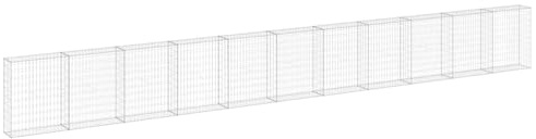 Gecheer Gabion Wall Basket - Retaining Wall Solution, Galvanized Steel, 900x30x100cm, Silver Model147817