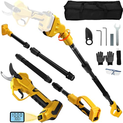 Sécateur électrique sans fil 2 en 1 pour Dewalt 20 V 18 V - Moteur sans balais - Scie d'élagage électrique - Ciseaux LCD pour élaguer les arbres, les arbres fruitiers (sans batterie)