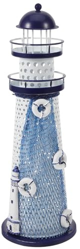 Ciieeo Lampada Decorativa LED a Forma di Faro in Ferro per Casa Stile Costiero, Luce Notturna Pratica e Ornamento da Scrivania per Soggiorno e Studio