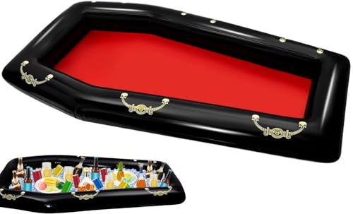Fyrdyn Inflatable Serving Bar - Inflatable Drink Cooler - Skeleton Coffin Shape Blow Up Floating Beverage Containers for Family Gatherings BBQ Cookout Beach Swimming Pool