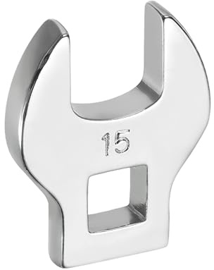 QUARKZMAN Chiave A Cricchetto A Bocca Aperta CR-V Acciaio Argento Lucido | 3/8 Pollici 15mm Metric, Per Dado A Flare, Elettroplaccatura, Chiave A Bocca Aperta