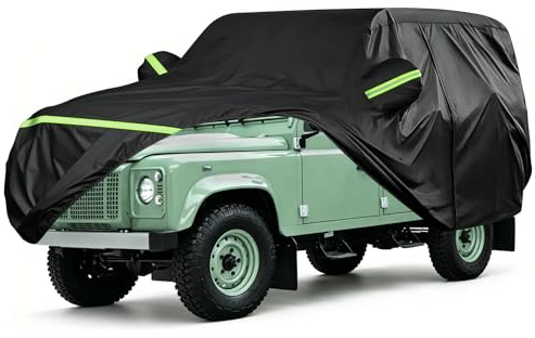Autoabdeckung Wasserdicht Ersatz Kompatibel mit Land Rover Defender 110 | 1990-2016 Auto Vollgarage Autoplane Autohülle, Allwetter Autoabdeckungen mit Reißverschluss für Sonne Regen Schutz
