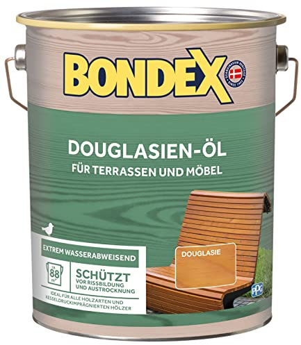 Bondex Douglasien Öl 4 L für 88 m² | Extrem wasserabweisend | Schützt vor Rissbildung und Austrocknung | Atmungsaktiv | matt | Holzöl | Holzschutz