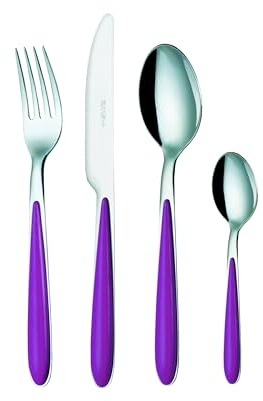 EME POSATERIE Set di Posate da Tavola Caribe Viola 51 in acciaio inox 18/0, Nichel free, per 6 persone, 24 pezzi