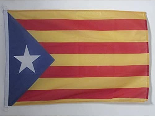 AZ FLAG Bandera de CATALUÑA ESTELADA BLAVA 90x60cm Uso Exterior - Bandera CATALANA INDEPENDENTISTA – Catalunya 60 x 90 cm Anillos | Uso exterior y náutico Enseña náutica catalana resistente a la intemperie con costuras dobles y bordes reforzados