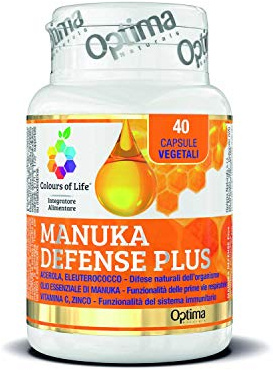 Colours of Life - Manuka Defense Plus - Integratore con Miele e Olio essenziale di Manuka - per la Funzionalità delle Prime Vie Respiratorie, Effetto Balsamico - Vegetariano, 40 Capsule Vegetali
