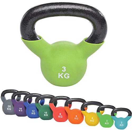 top vit Kettlebell I Schwunghantel aus massivem Guss I Kettle Bell mit Vinyüberzug I Kugelhantel 2-20 kg (03kg - hellgrün)