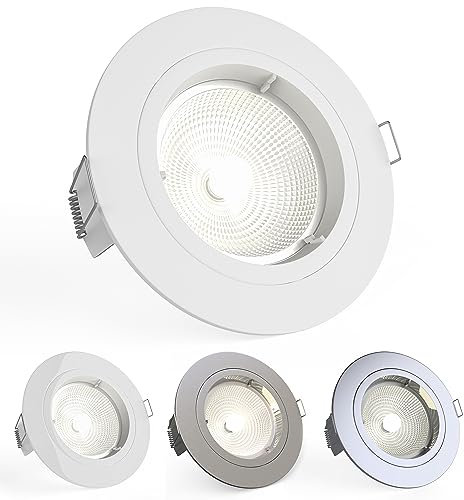 National Lighting Recessed Lighting - Mains Powered LED Spot Lights Downlights for Ceiling - IP20 Rated GU10 Fitting for Halogen or LED - Matt White Finish, Fixed Version