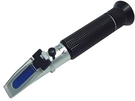 RANRANHOME Labor-Refraktometer,Bier-Brix-Refraktometer Mit Aufbewahrungsbox,Automatisches Temperatur-Hydrometer Mit Doppelter Skala Für Zuckergehaltstests,1 STK