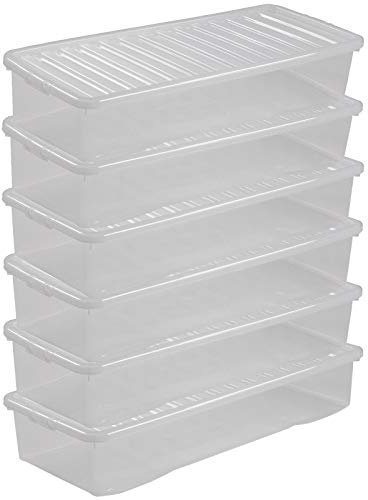 UNTERBETTKOMMODE 18CM 6 Stück 55L 99x40x18cm transparent klar Kunststoff
