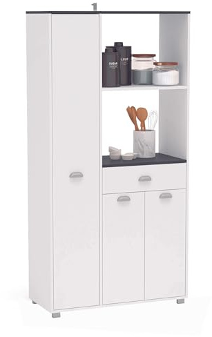 SZ Suarez Asfeld Buffet Cocina en Color Blanco con 2 armarios y 1 Cajon para Ampliar el almacenaje 180x90x40 cm